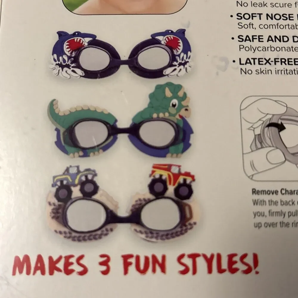 NIB Dolfino Shark 3-in-1 Kids Swim Goggles Ages 3+ Latex-Free